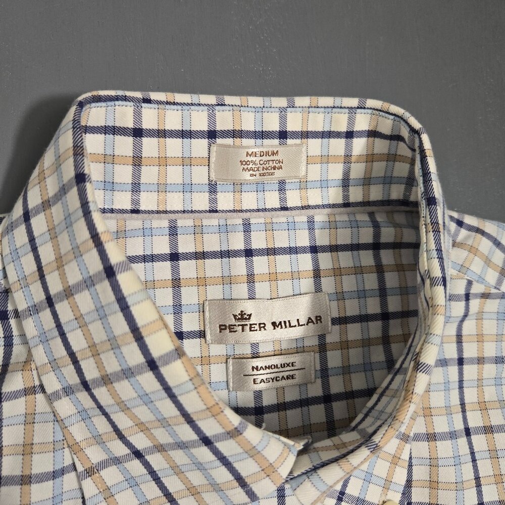 Peter Millar Men’s Plaid Button Down Shirt Medium Cotton Easy Care - Picture 3 of 10